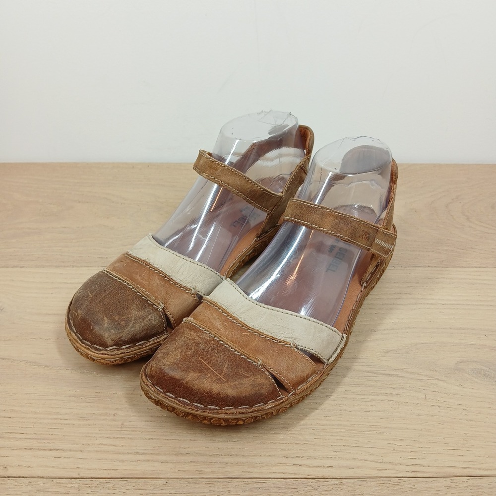 Josef Seibel Closed Toe Sandals Women's EU 38/US 7-7.5 Brown Leather Colorblock